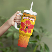 Custom Orchids PNG Rugby Tumbler With Handle Go Champions Papua New Guinea LT14 - Polynesian Pride