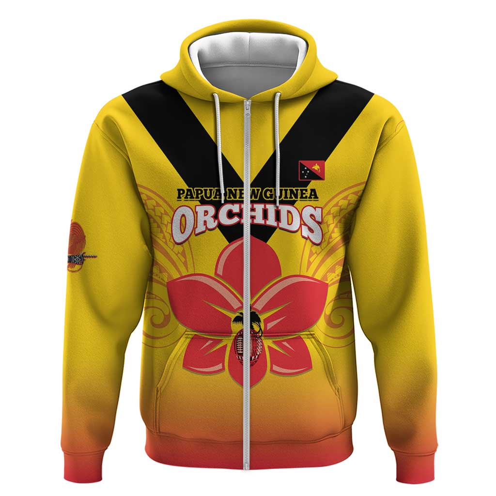 Orchids PNG Rugby Custom Zip Hoodie Go Champions Papua New Guinea