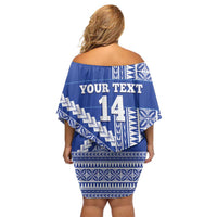 Fetu Samoa Rugby Custom Family Matching Off Shoulder Short Dress and Hawaiian Shirt Siapo Pattern - Sporty Style