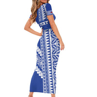 Fetu Samoa Rugby Custom Family Matching Short Sleeve Bodycon Dress and Hawaiian Shirt Siapo Pattern - Sporty Style