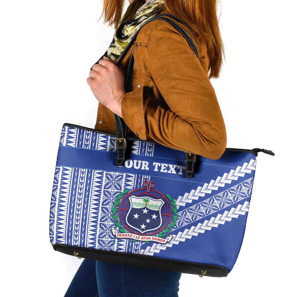 Fetu Samoa Rugby Custom Leather Tote Bag Siapo Pattern - Sporty Style