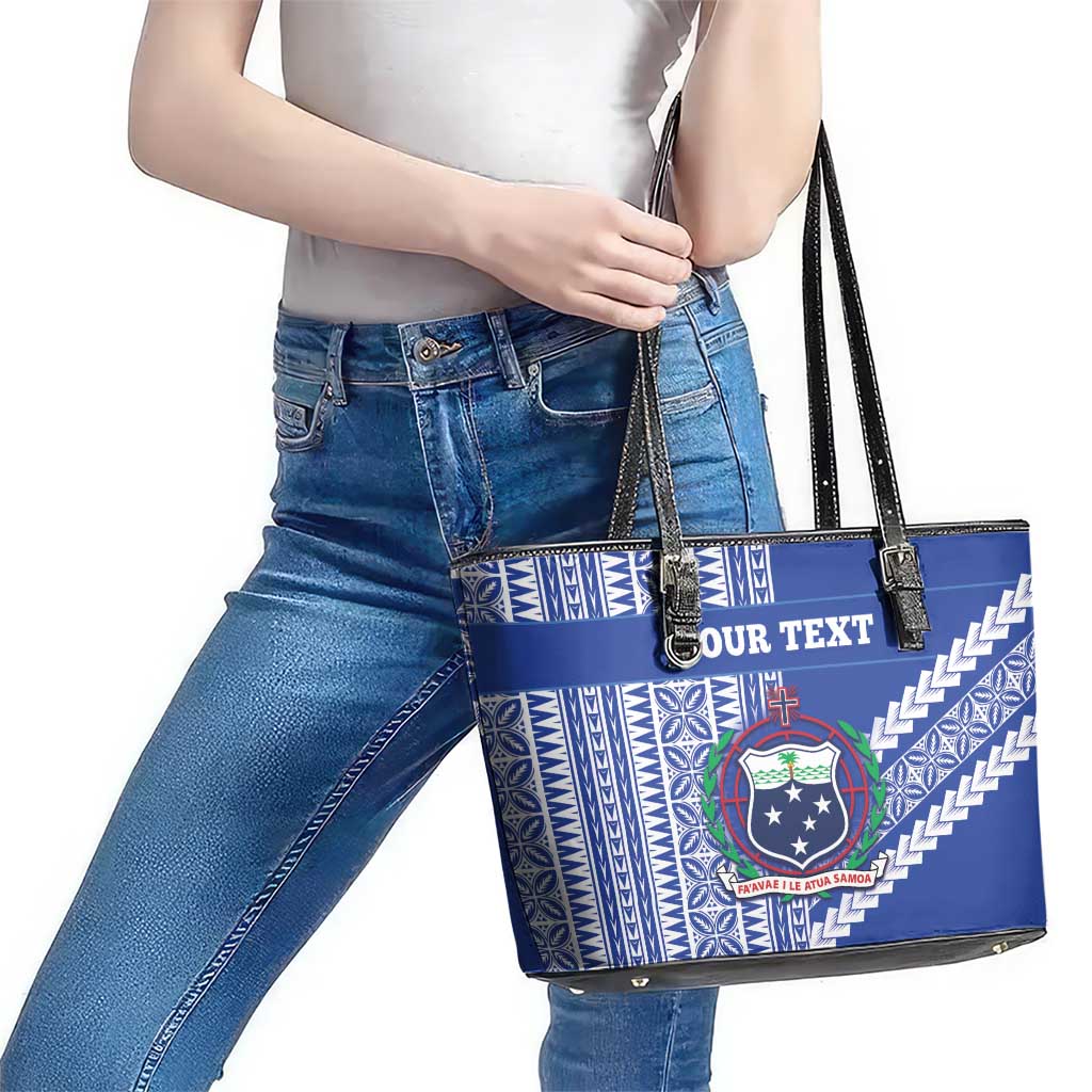 Fetu Samoa Rugby Custom Leather Tote Bag Siapo Pattern - Sporty Style