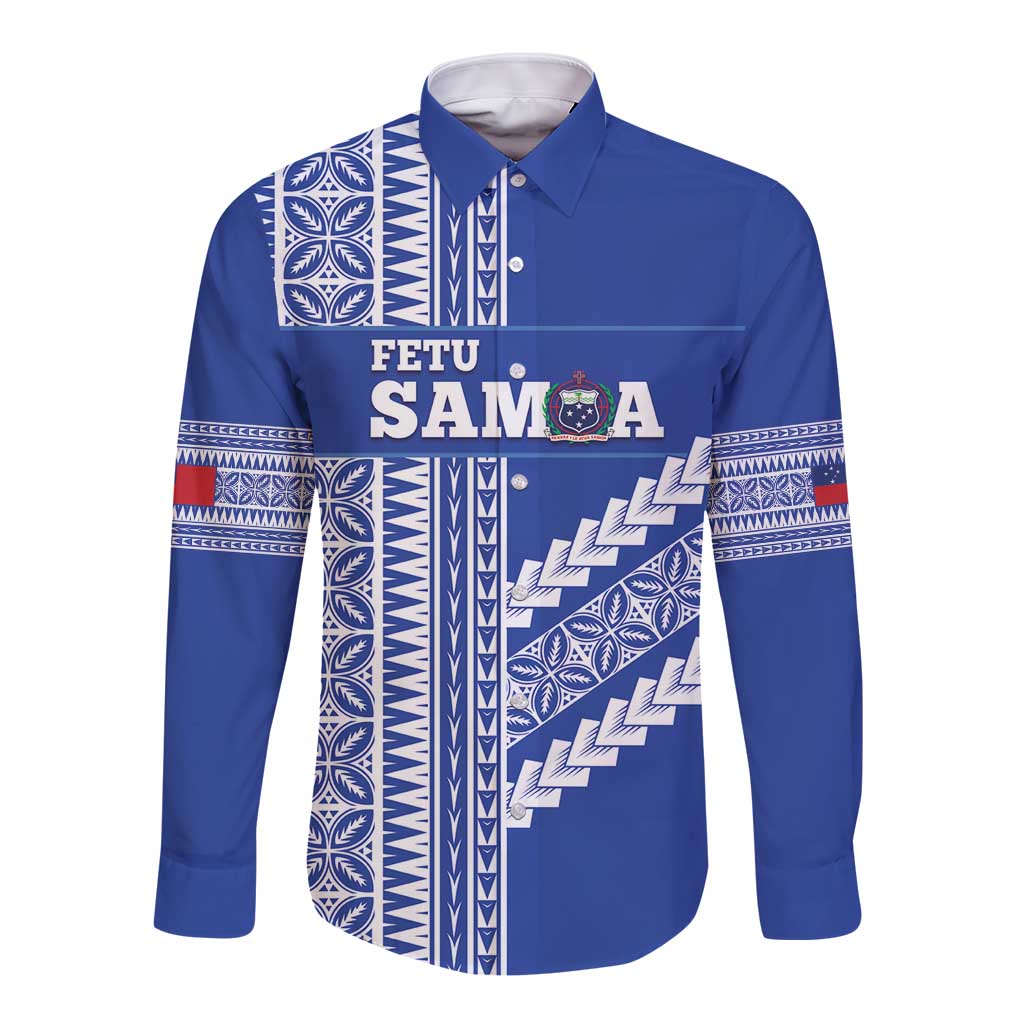 Fetu Samoa Rugby Custom Long Sleeve Button Shirt Siapo Pattern - Sporty Style