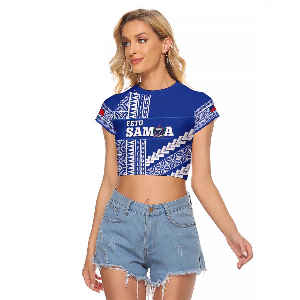Fetu Samoa Rugby Custom Raglan Cropped T Shirt Siapo Pattern - Sporty Style