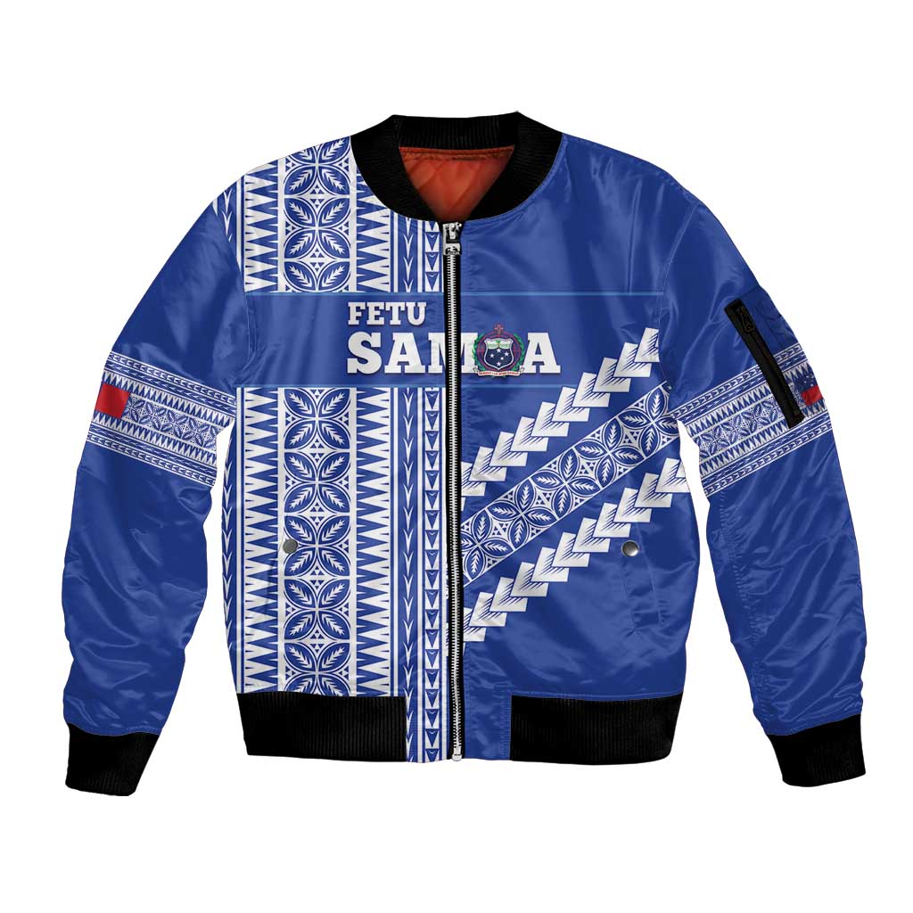 Fetu Samoa Rugby Custom Sleeve Zip Bomber Jacket Siapo Pattern - Sporty Style