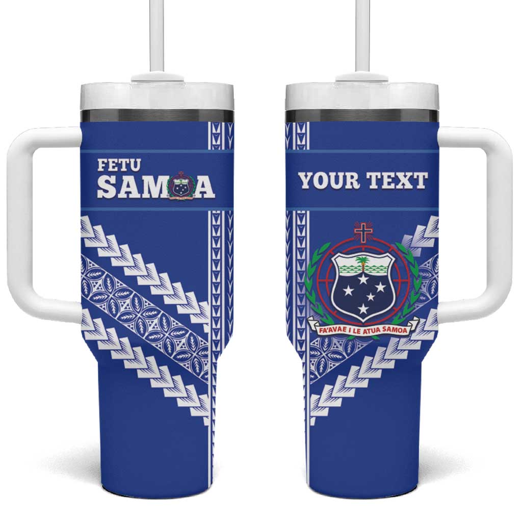 Custom Fetu Samoa Rugby Tumbler With Handle Siapo Pattern - Sporty Style