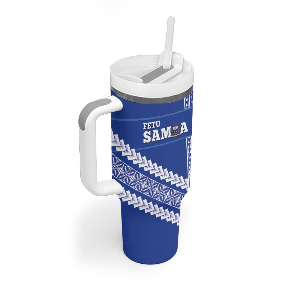 Custom Fetu Samoa Rugby Tumbler With Handle Siapo Pattern - Sporty Style
