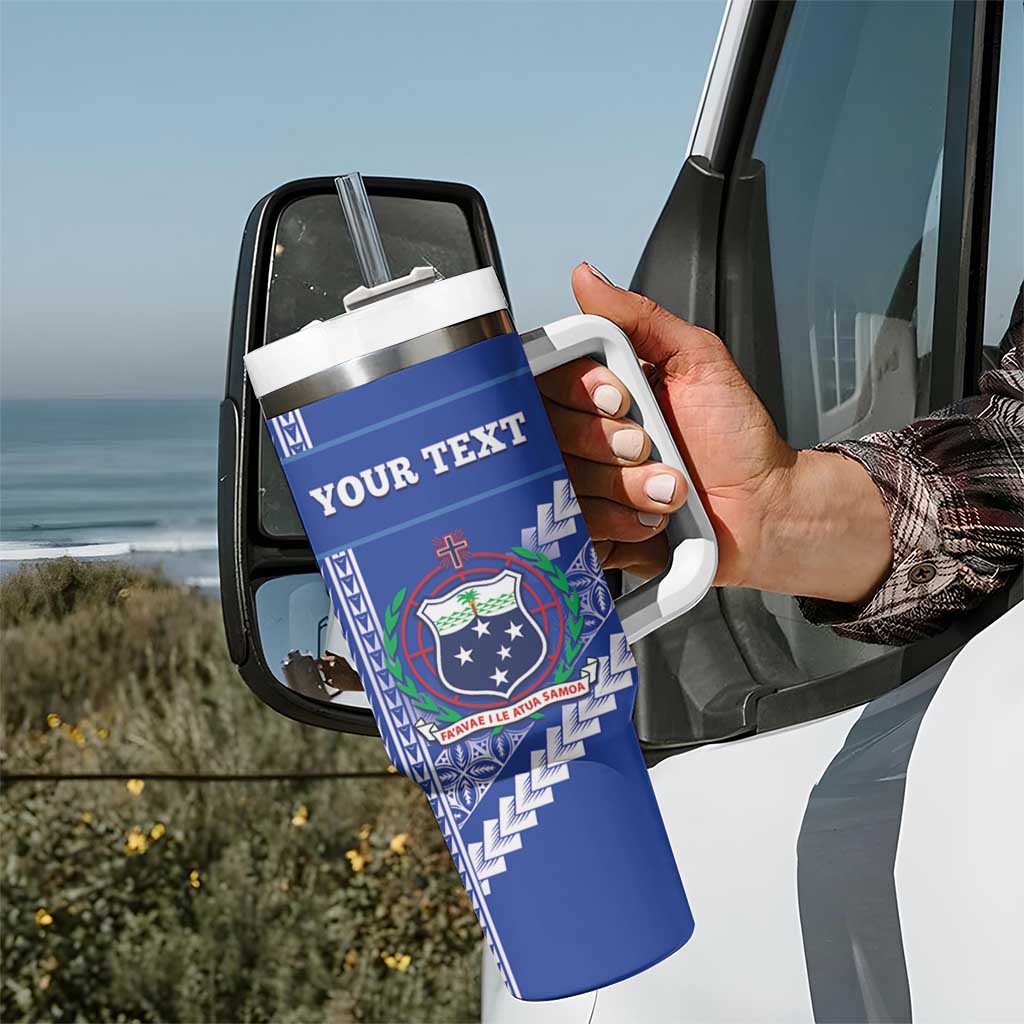 Custom Fetu Samoa Rugby Tumbler With Handle Siapo Pattern - Sporty Style