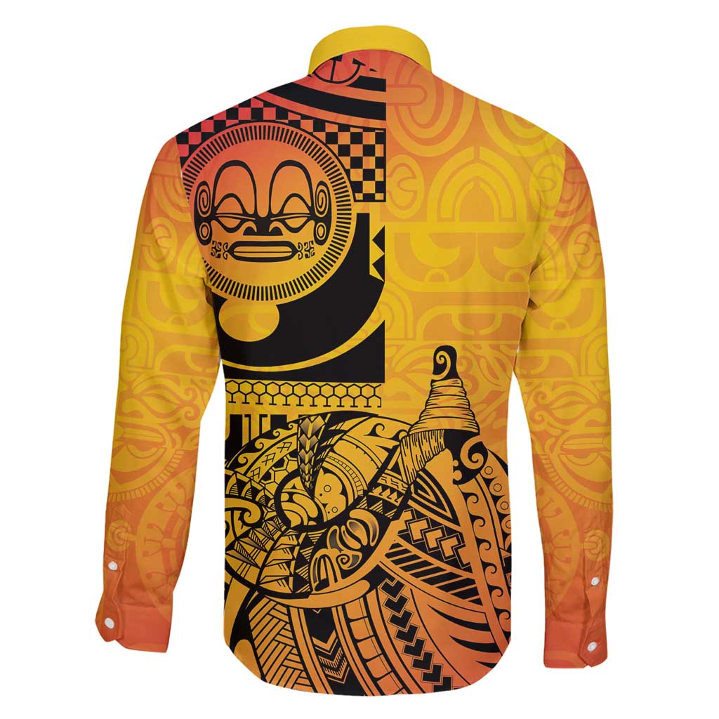 Marquesas Islands Family Matching Long Sleeve Bodycon Dress and Hawaiian Shirt Marquesan Matatiki Fish Hook Patutiki - Polynesian Pride