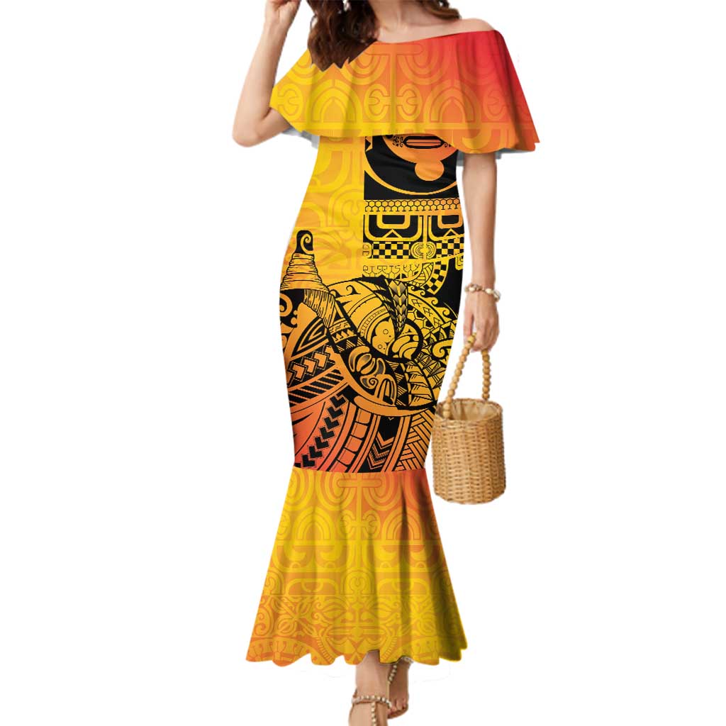 Marquesas Islands Family Matching Mermaid Dress and Hawaiian Shirt Marquesan Matatiki Fish Hook Patutiki - Polynesian Pride