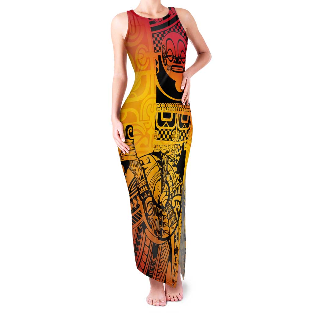 Marquesas Islands Tank Maxi Dress Marquesan Matatiki Fish Hook Patutiki - Polynesian Pride
