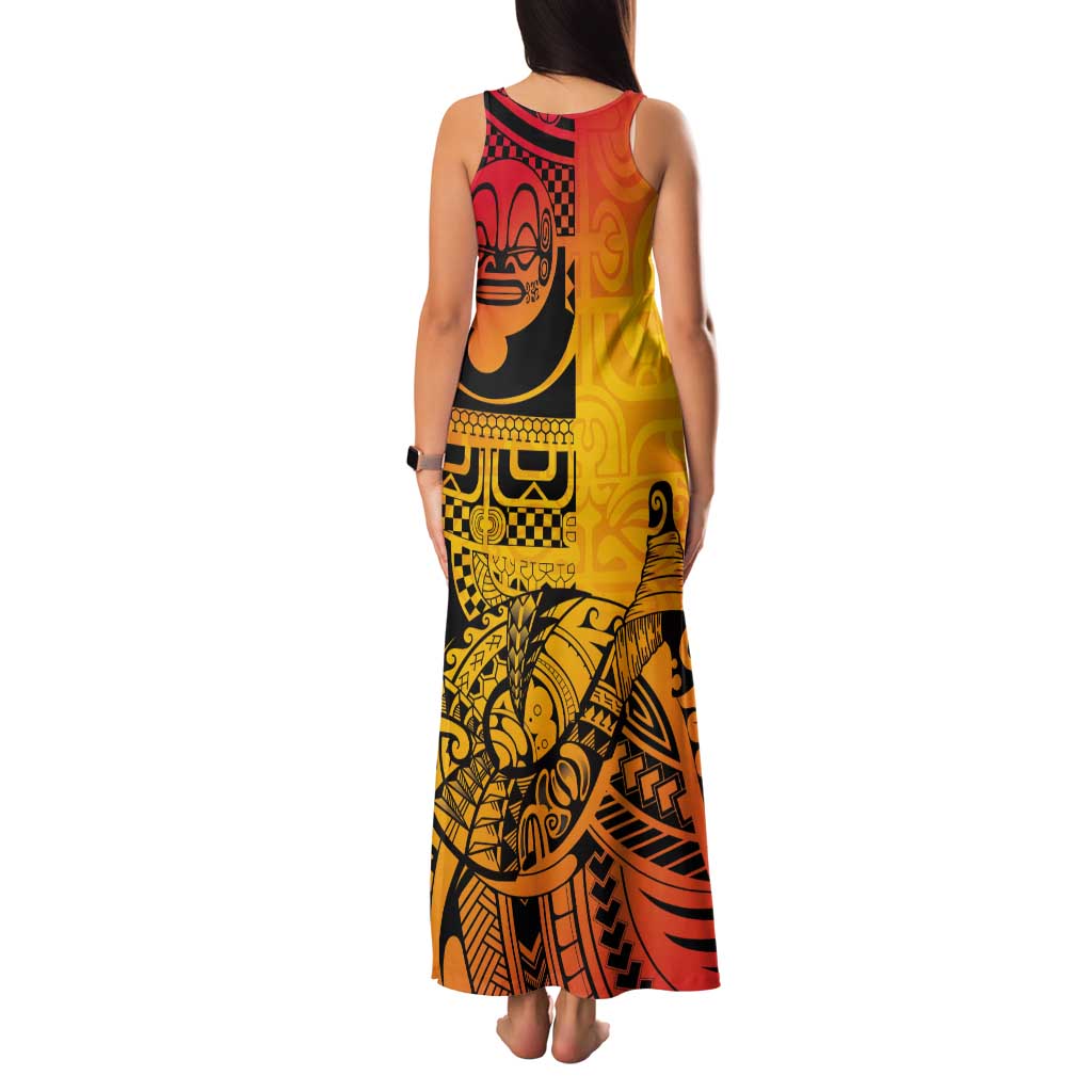 Marquesas Islands Tank Maxi Dress Marquesan Matatiki Fish Hook Patutiki - Polynesian Pride