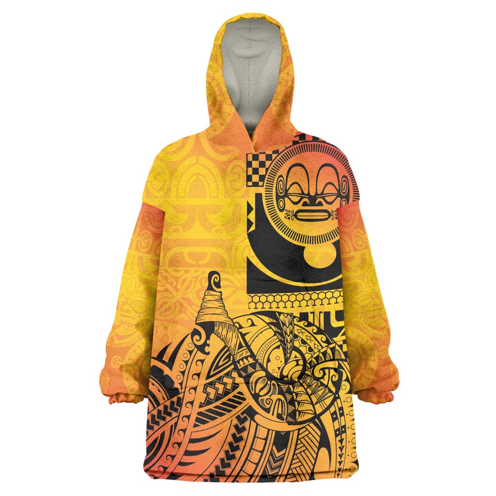 Marquesas Islands Wearable Blanket Hoodie Marquesan Matatiki Fish Hook Patutiki - Polynesian Pride