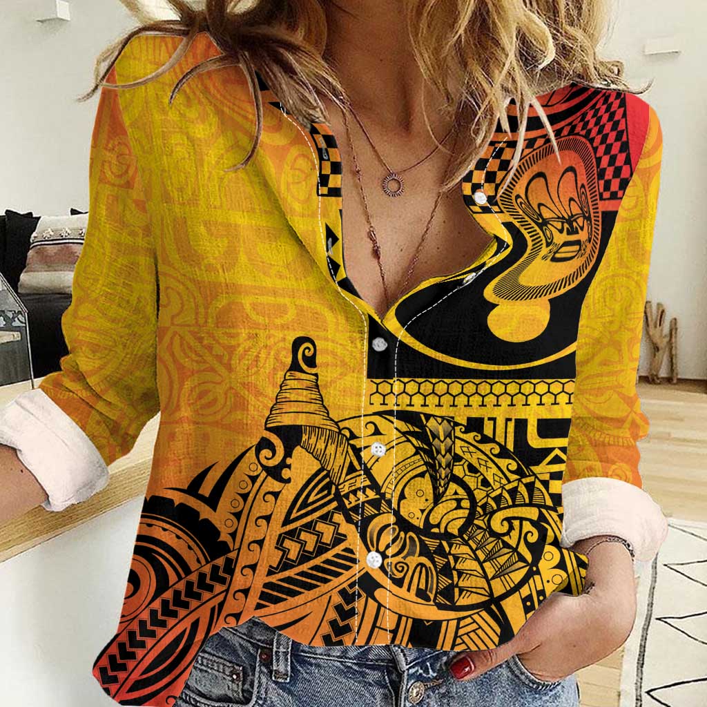 Marquesas Islands Women Casual Shirt Marquesan Matatiki Fish Hook Patutiki - Polynesian Pride