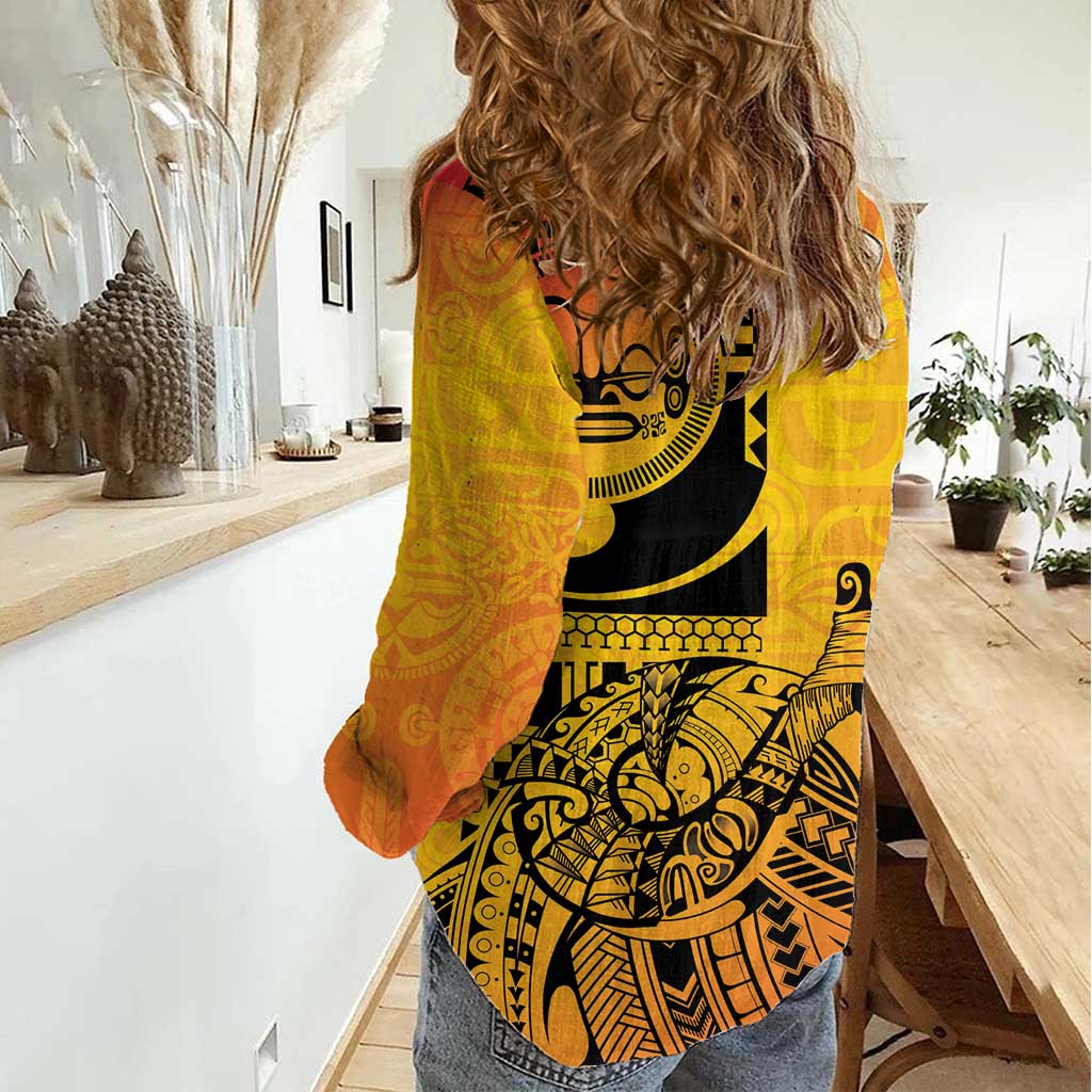 Marquesas Islands Women Casual Shirt Marquesan Matatiki Fish Hook Patutiki - Polynesian Pride