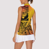 Marquesas Islands Women Sleeveless Polo Shirt Marquesan Matatiki Fish Hook Patutiki - Polynesian Pride
