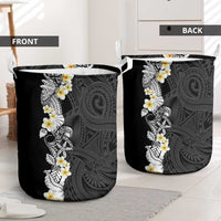 Black Samoa Tattoo Laundry Basket Plumeria Samoan Ocean Tatau Pattern LT14 - Polynesian Pride