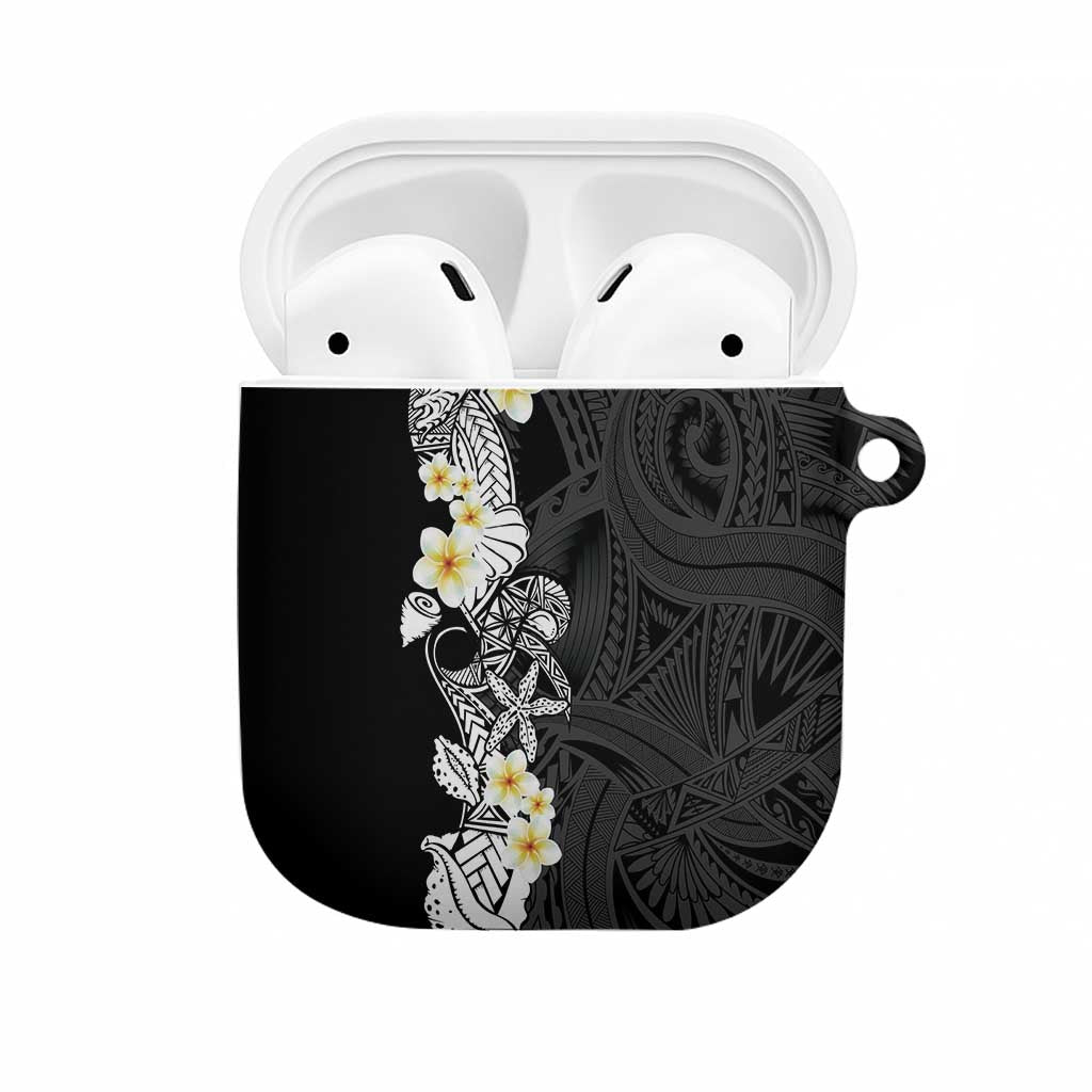 Black Samoa Tattoo AirPods Case Plumeria Samoan Ocean Tatau Pattern - Polynesian Pride