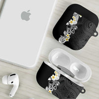 Black Samoa Tattoo AirPods Case Plumeria Samoan Ocean Tatau Pattern - Polynesian Pride