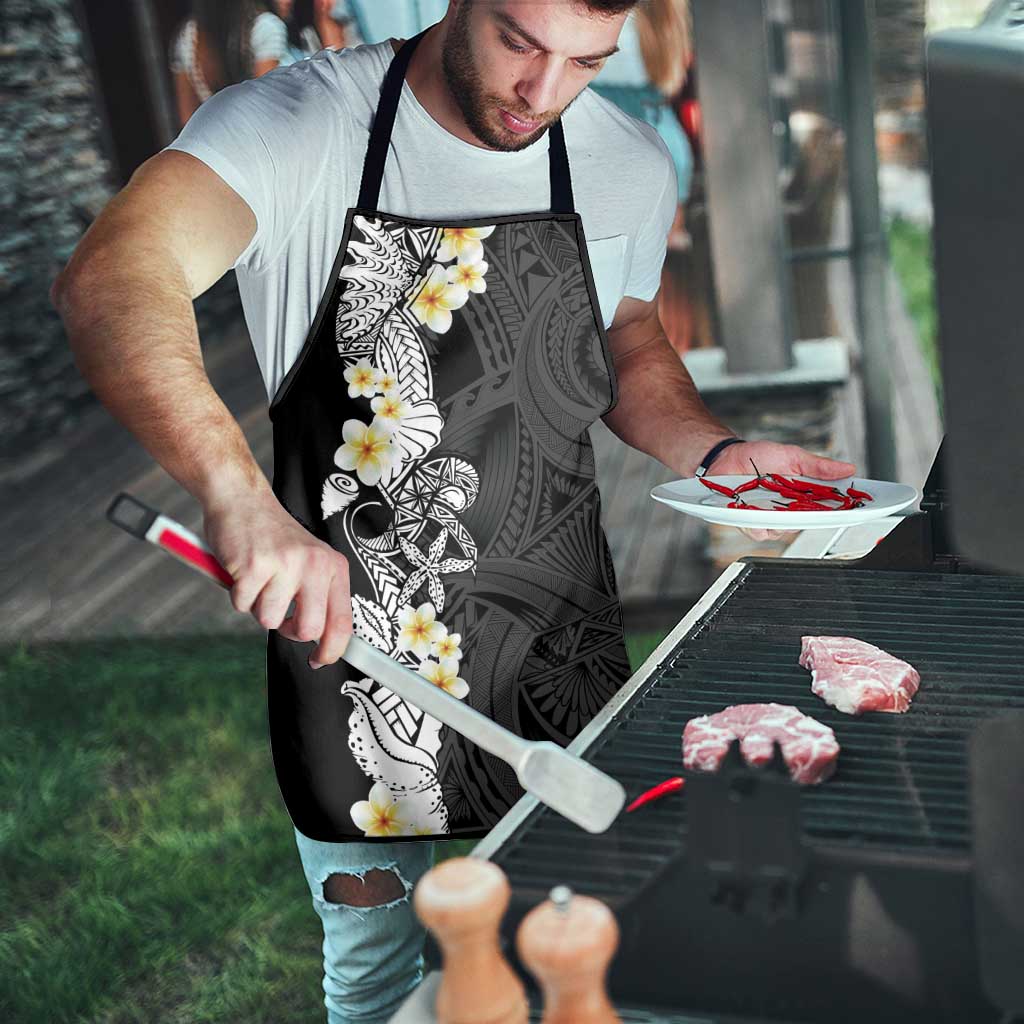 Black Samoa Tattoo Apron Plumeria Samoan Ocean Tatau Pattern - Polynesian Pride