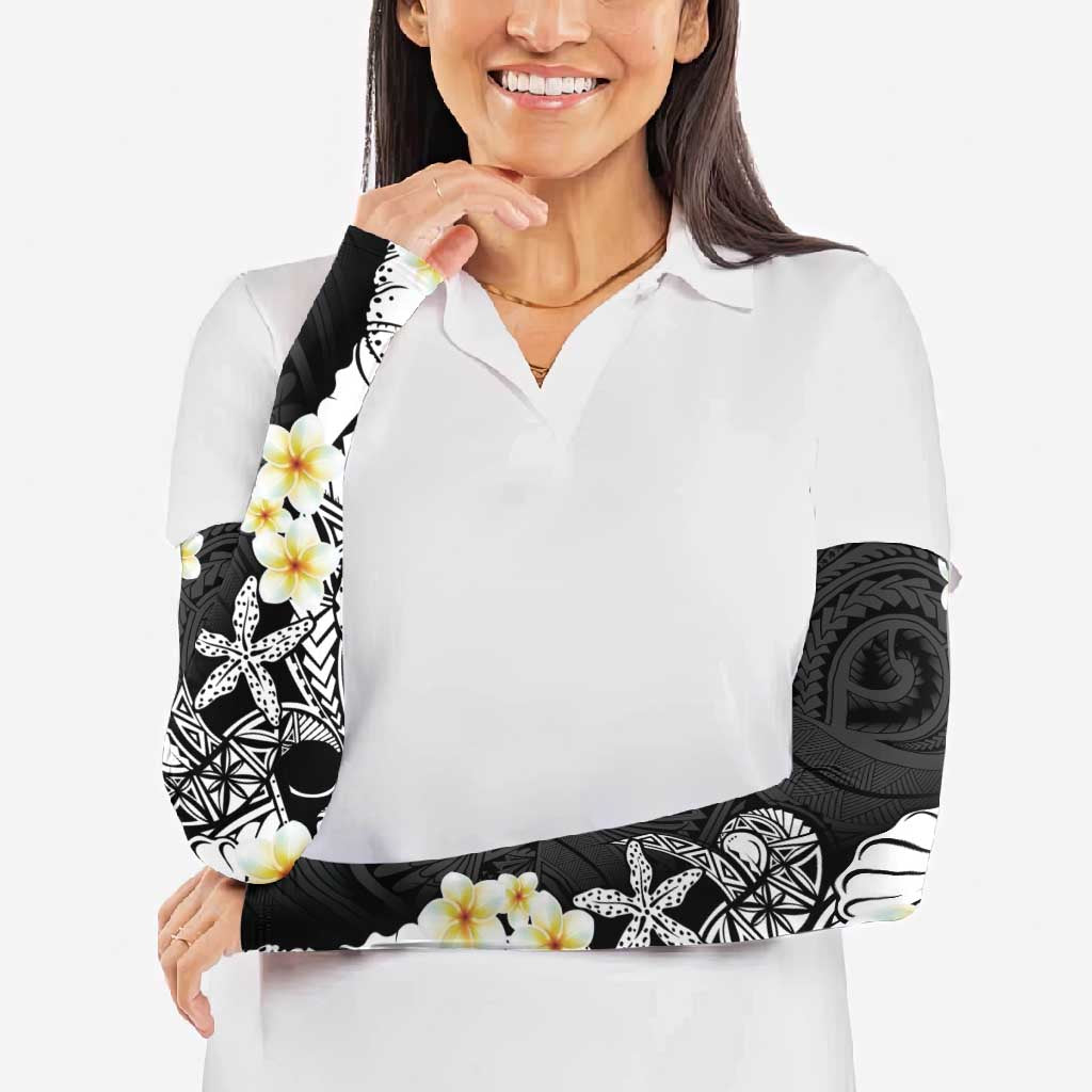 Black Samoa Tattoo Arm Sleeves Plumeria Samoan Ocean Tatau Pattern LT14 - Polynesian Pride