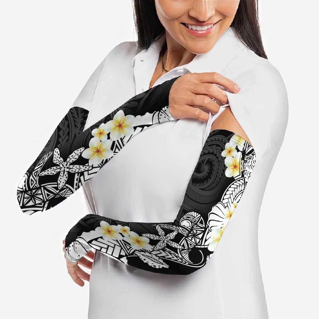 Black Samoa Tattoo Arm Sleeves Plumeria Samoan Ocean Tatau Pattern LT14 - Polynesian Pride