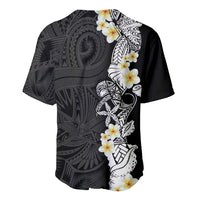 Black Samoa Tattoo Baseball Jersey Plumeria Samoan Ocean Tatau Pattern - Polynesian Pride