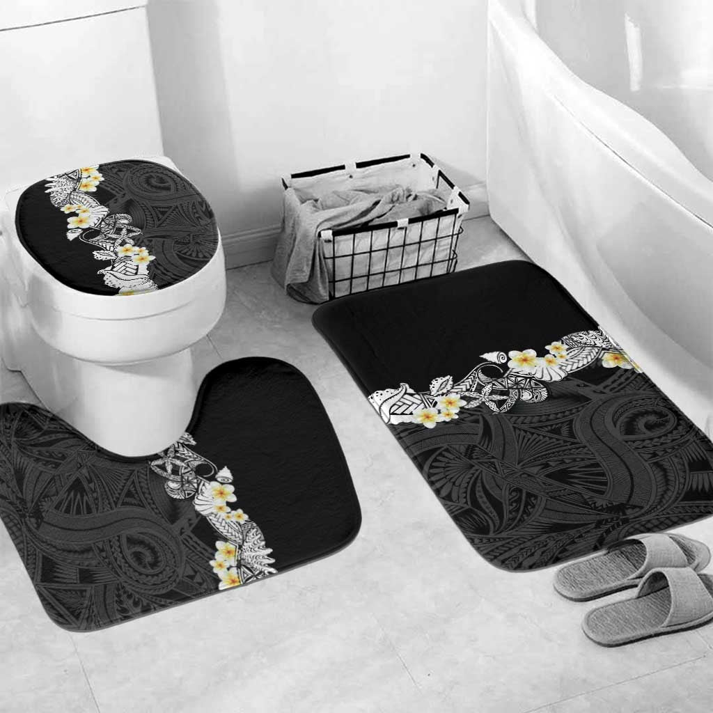 Black Samoa Tattoo Bathroom Set Plumeria Samoan Ocean Tatau Pattern - Polynesian Pride