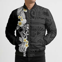 Black Samoa Tattoo Bomber Puffer Jacket Plumeria Samoan Ocean Tatau Pattern LT14 - Polynesian Pride