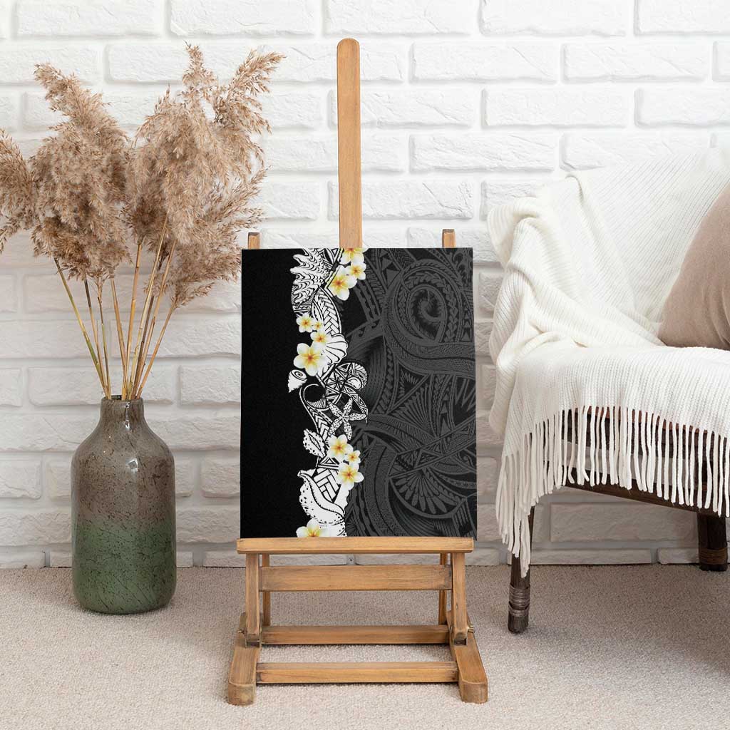 Black Samoa Tattoo Canvas Wall Art Plumeria Samoan Ocean Tatau Pattern LT14 - Polynesian Pride