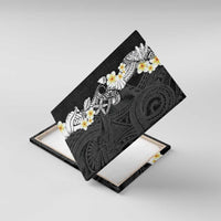 Black Samoa Tattoo Canvas Wall Art Plumeria Samoan Ocean Tatau Pattern LT14 With Frame Black - Polynesian Pride