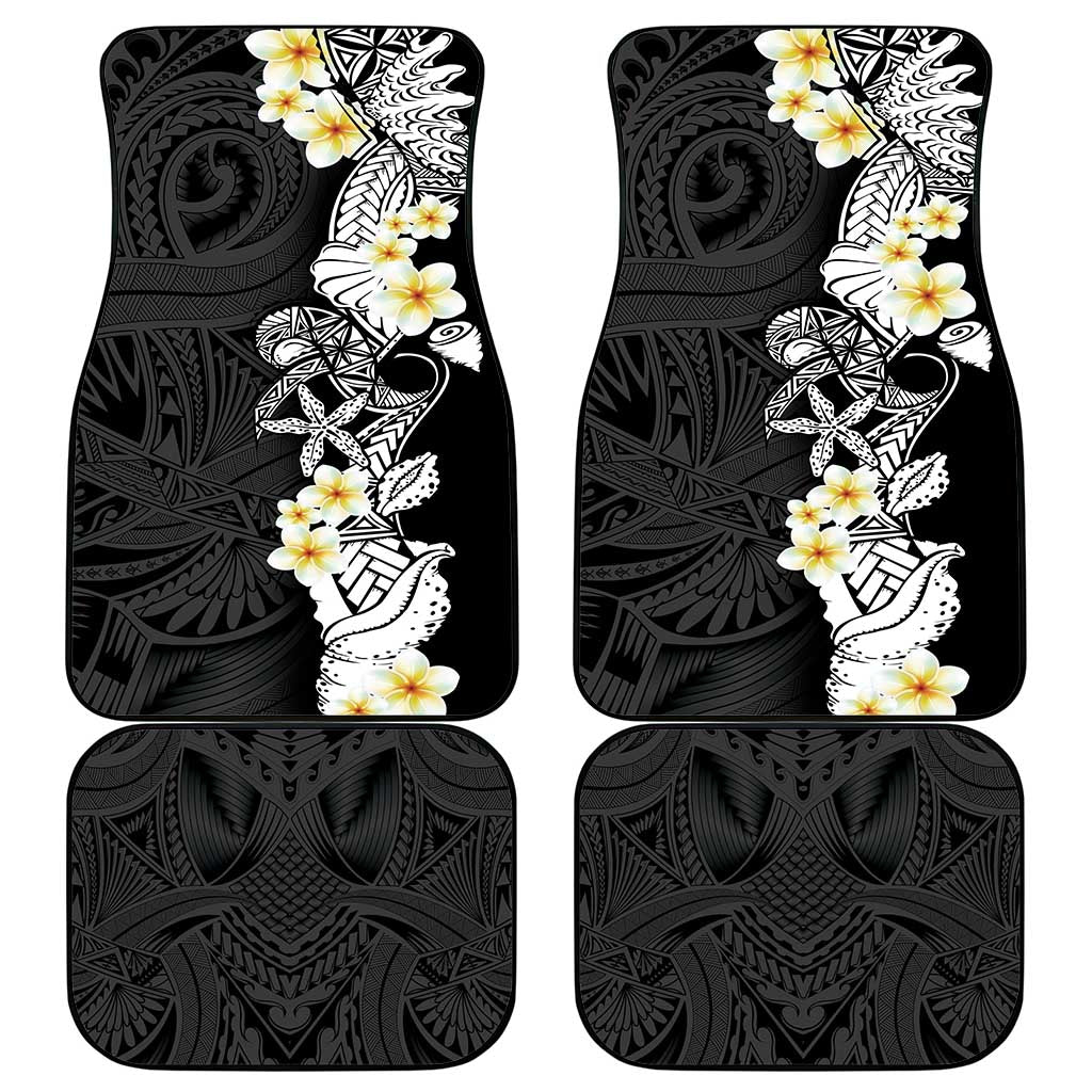 Black Samoa Tattoo Car Mats Plumeria Samoan Ocean Tatau Pattern LT14 - Polynesian Pride