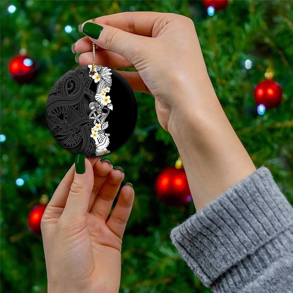 Black Samoa Tattoo Ceramic Ornament Plumeria Samoan Ocean Tatau Pattern - Polynesian Pride