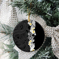 Black Samoa Tattoo Ceramic Ornament Plumeria Samoan Ocean Tatau Pattern - Polynesian Pride