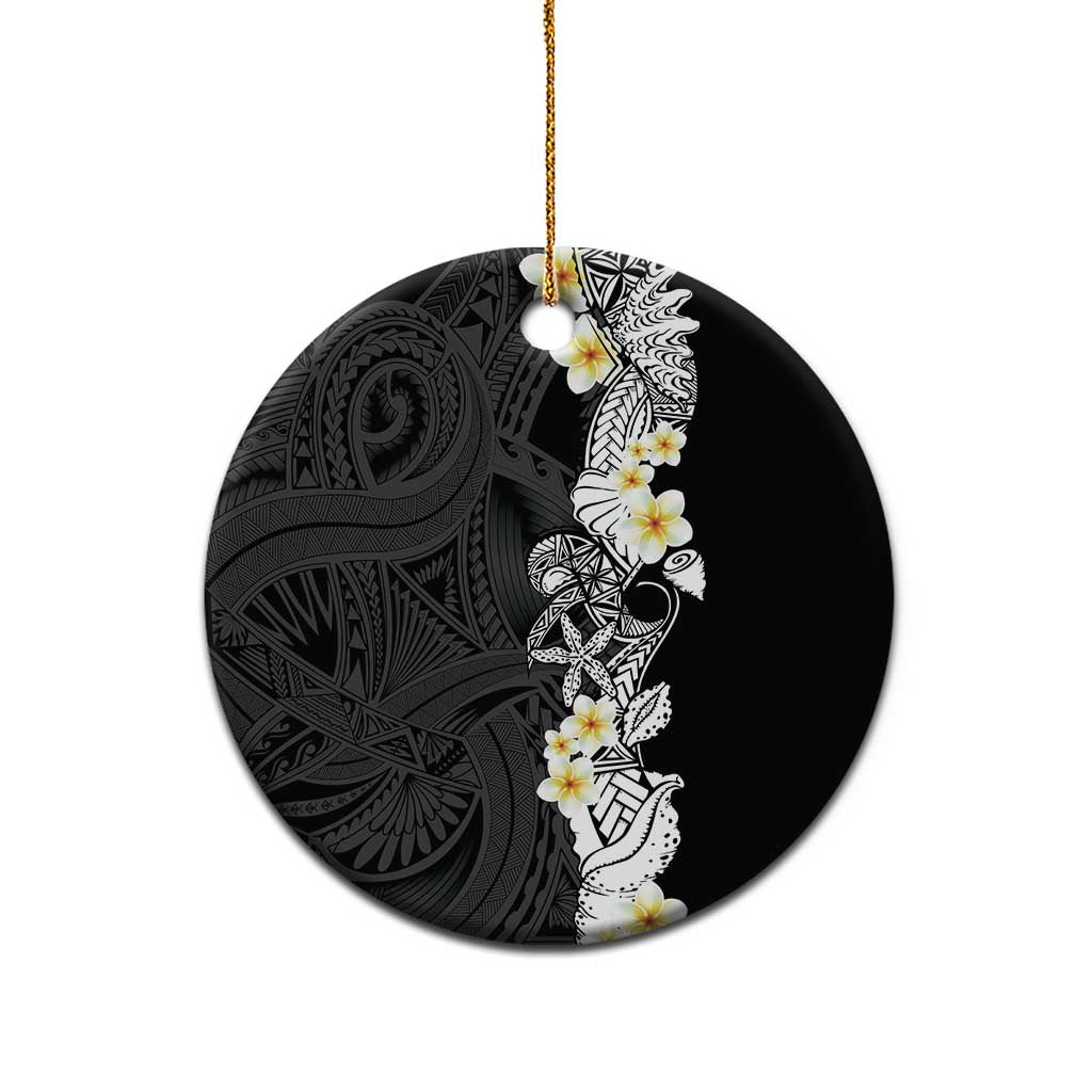 Black Samoa Tattoo Ceramic Ornament Plumeria Samoan Ocean Tatau Pattern - Polynesian Pride