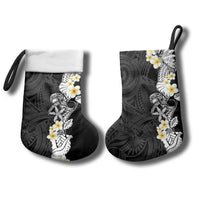 Black Samoa Tattoo Christmas Stocking Plumeria Samoan Ocean Tatau Pattern - Polynesian Pride