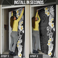 Black Samoa Tattoo Door Cover Plumeria Samoan Ocean Tatau Pattern - Polynesian Pride