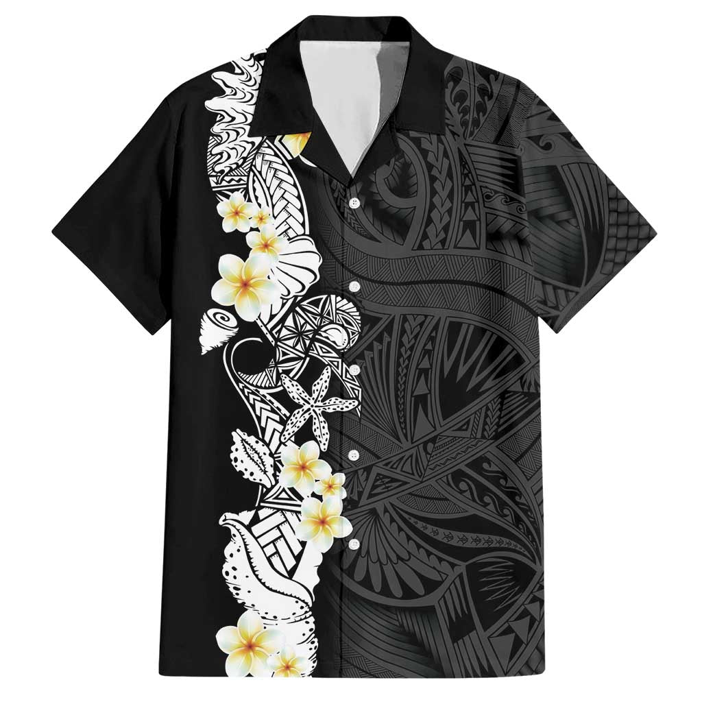 Black Samoa Tattoo Hawaiian Shirt Plumeria Samoan Ocean Tatau Pattern LT14 Black - Polynesian Pride