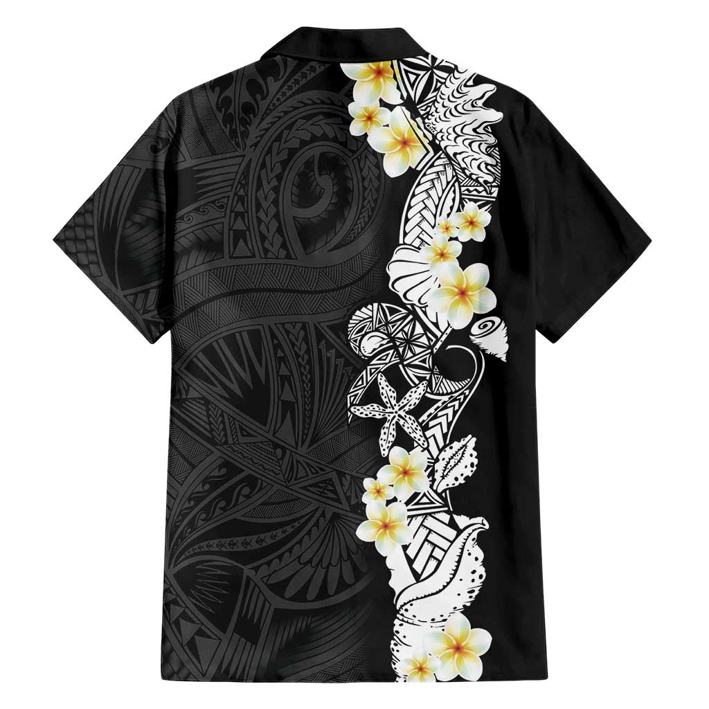 Black Samoa Tattoo Hawaiian Shirt Plumeria Samoan Ocean Tatau Pattern LT14 - Polynesian Pride