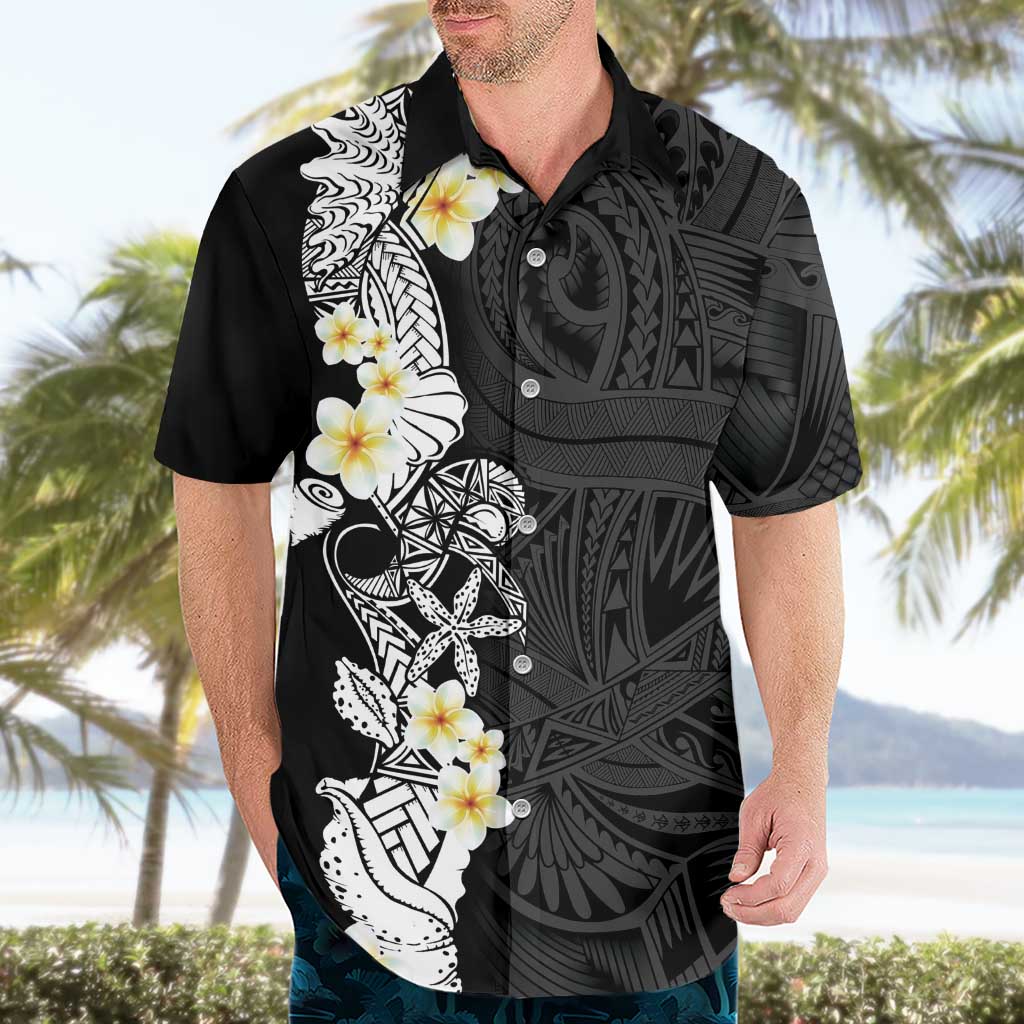 Black Samoa Tattoo Hawaiian Shirt Plumeria Samoan Ocean Tatau Pattern LT14 - Polynesian Pride