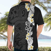 Black Samoa Tattoo Hawaiian Shirt Plumeria Samoan Ocean Tatau Pattern LT14 - Polynesian Pride