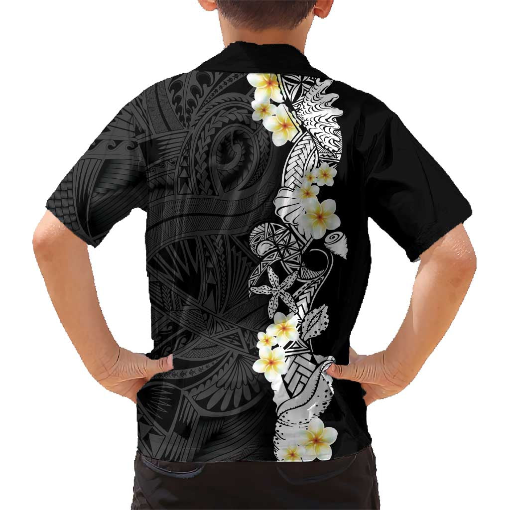 Black Samoa Tattoo Hawaiian Shirt Plumeria Samoan Ocean Tatau Pattern LT14 - Polynesian Pride