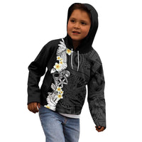 Black Samoa Tattoo Kid Hoodie Plumeria Samoan Ocean Tatau Pattern - Polynesian Pride