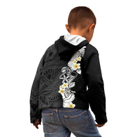 Black Samoa Tattoo Kid Hoodie Plumeria Samoan Ocean Tatau Pattern - Polynesian Pride