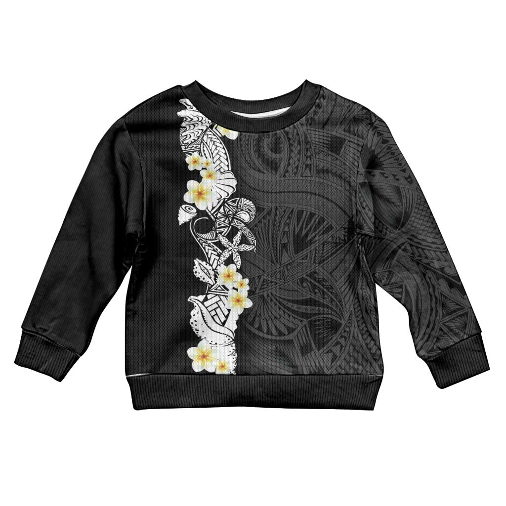 Black Samoa Tattoo Kid Ugly Christmas Sweater Plumeria Samoan Ocean Tatau Pattern - Polynesian Pride