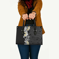 Black Samoa Tattoo Leather Bag Plumeria Samoan Ocean Tatau Pattern - Polynesian Pride