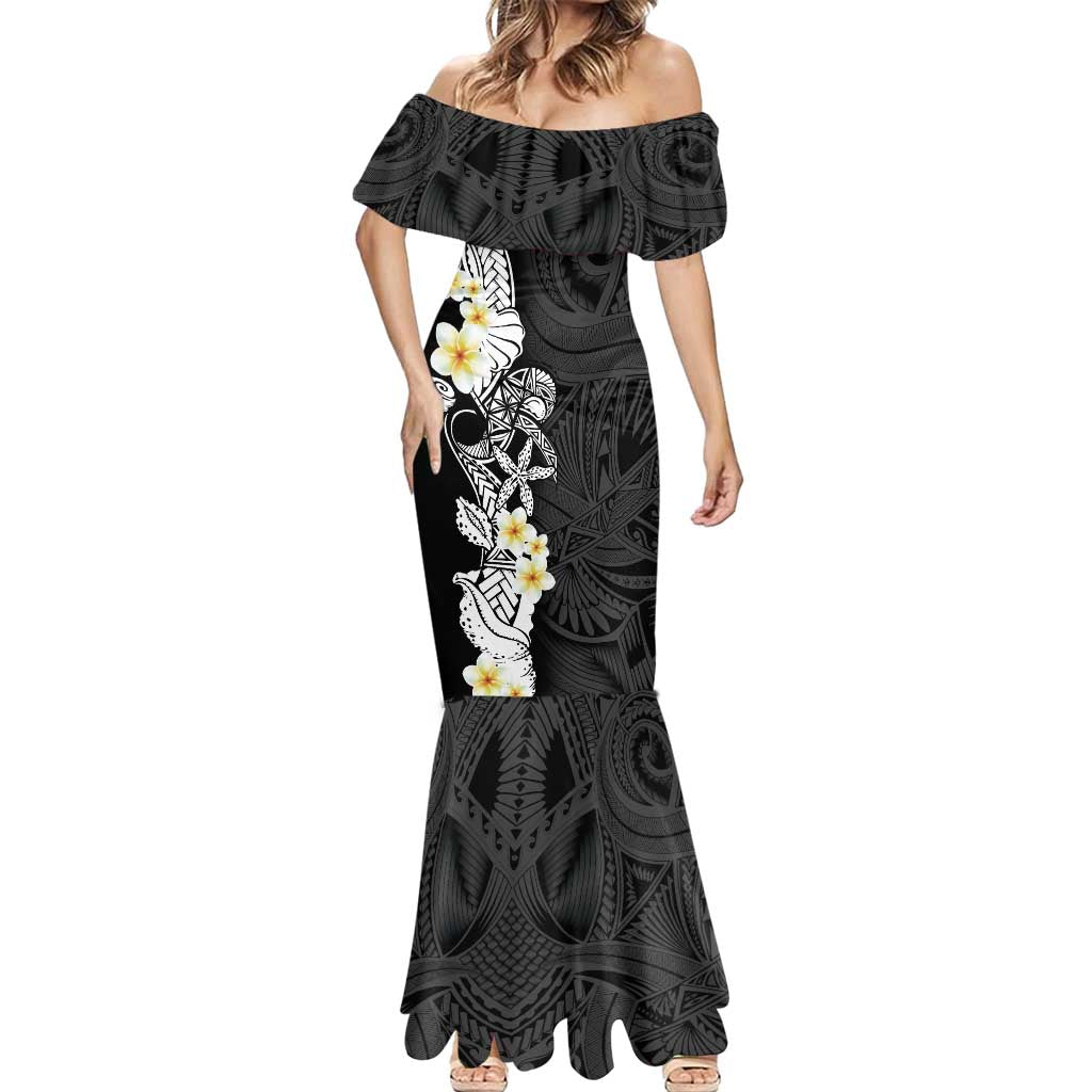 Black Samoa Tattoo Mermaid Dress Plumeria Samoan Ocean Tatau Pattern - Polynesian Pride