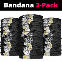Black Samoa Tattoo Neck Gaiter Plumeria Samoan Ocean Tatau Pattern - Polynesian Pride