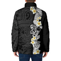 Black Samoa Tattoo Padded Jacket Plumeria Samoan Ocean Tatau Pattern LT14 - Polynesian Pride