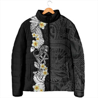 Black Samoa Tattoo Padded Jacket Plumeria Samoan Ocean Tatau Pattern LT14 - Polynesian Pride